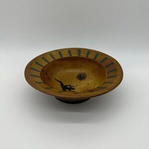 Art Pottery Bowl Handmade Lizard Sun Desert Sun Southwestern Serving Decorative